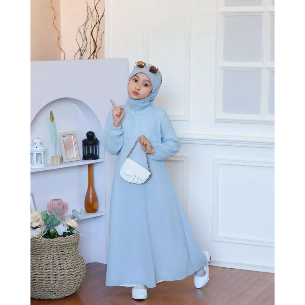 Nafisha Maxi Kids Free Pashmina Gamis Muslim Anak Perempuan l Dress Anak Tanggung 9-12 Tahun Fashion Anak Terlaris