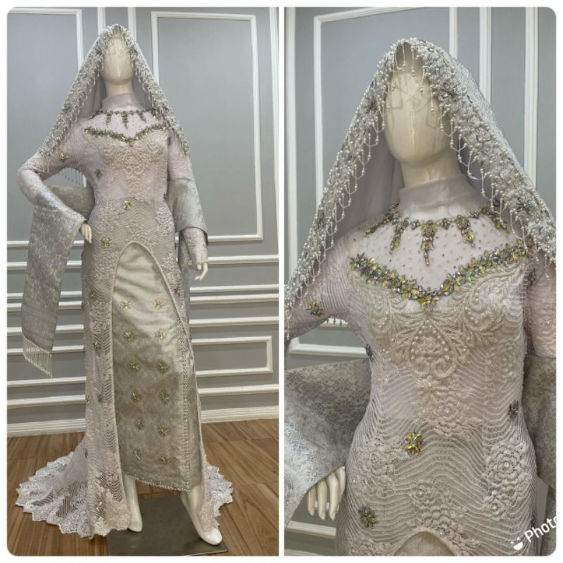 KEBAYA  AKAD MODERN FUL PAYET//KEBAYA PLUS JARIK /GAUN MODREN BERPAYET// BAJU AKAD PENGANTIN MODERN