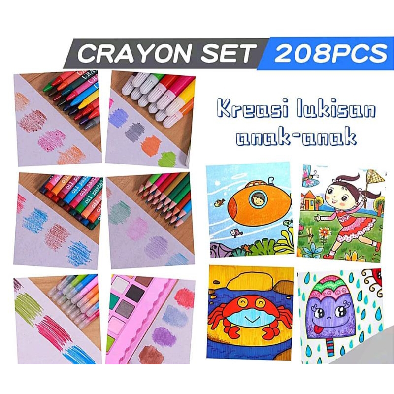 

RK Crayon Set Isi 208 pcs/Pensil Warna Set Isi 208 pcs/Art Set / Crayon Set Isi 150 pcs