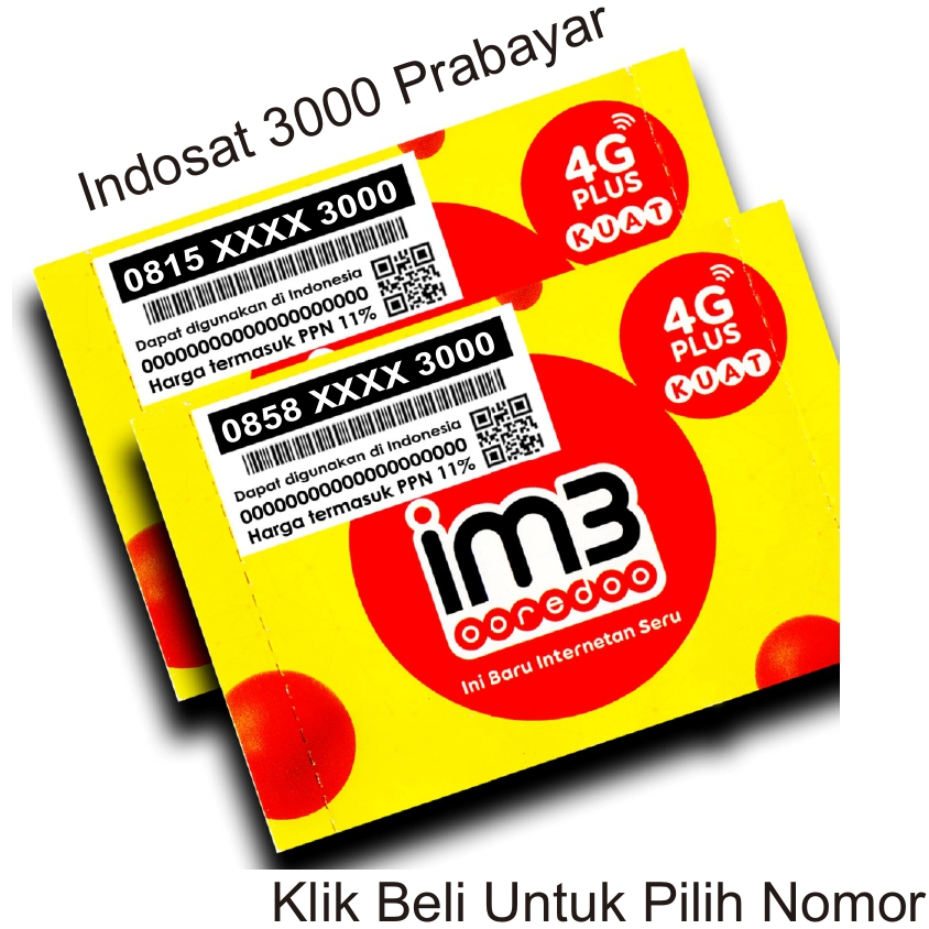 Nomor Cantik Indosat Ooredoo 3000 Nomer Rapi Perdana im3 Triple 000