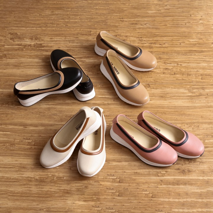 NBRS FOOTWEAR LAHORE ORIGINAL BY NIBRAS FASHION SEPATU WANITA POLOS FLAT SHOES WARNA ASWAD HITAM BRO