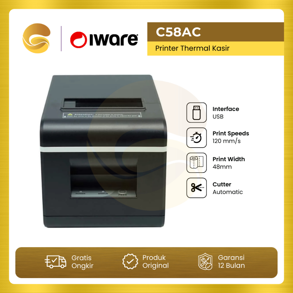 IWARE Printer Kasir Thermal C58AC Auto cutter C-58AC C58-AC 58MM USB
