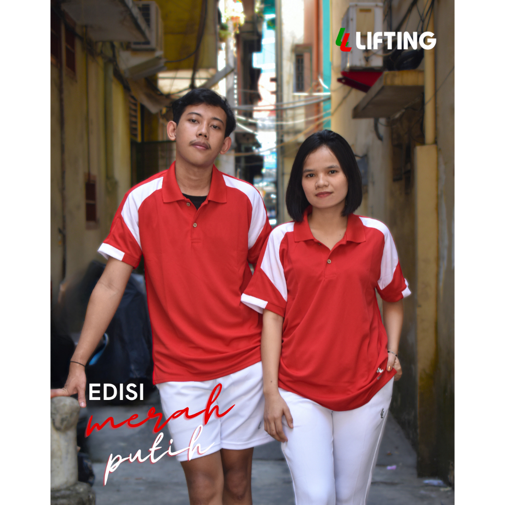 KAOS / BAJU MERAH PUTIH AGUSTUSAN TANGAN PENDEK LIFTING VDF 6003 / T-SHIRT SENAM OLAHRAGA INDONESIA
