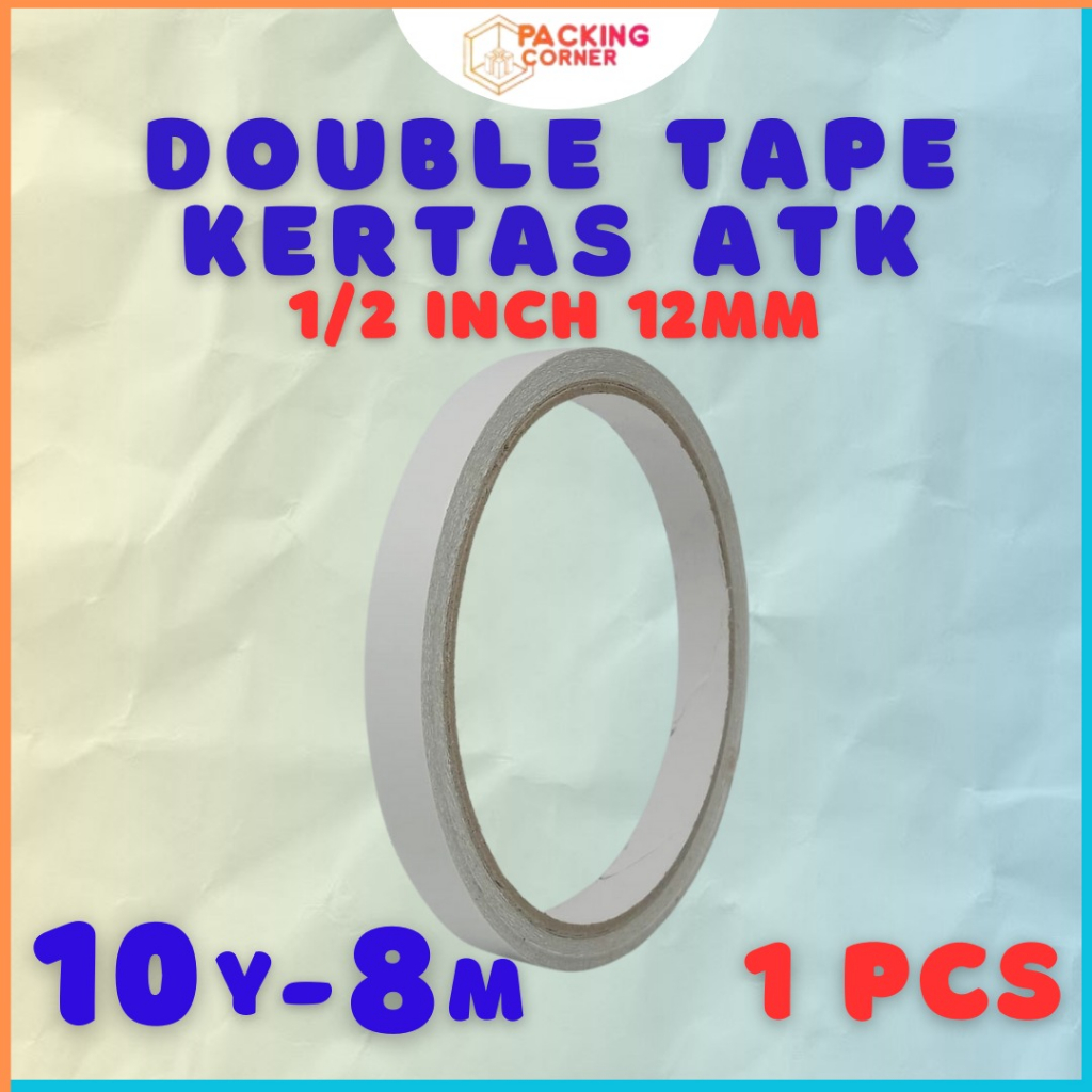 

Double Tape Kertas 12mm x 8m ATK Paper Doubletape 1/2 inch 12 mm 8 Meter