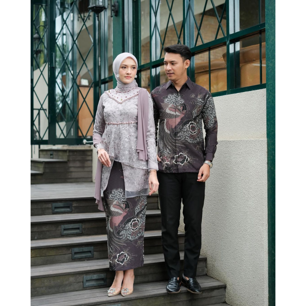 Batik Couple Kebaya Modern Hanna Kebaya Tunangan Lamaran Set Baju Wisuda Batik Brukat Couple kondang