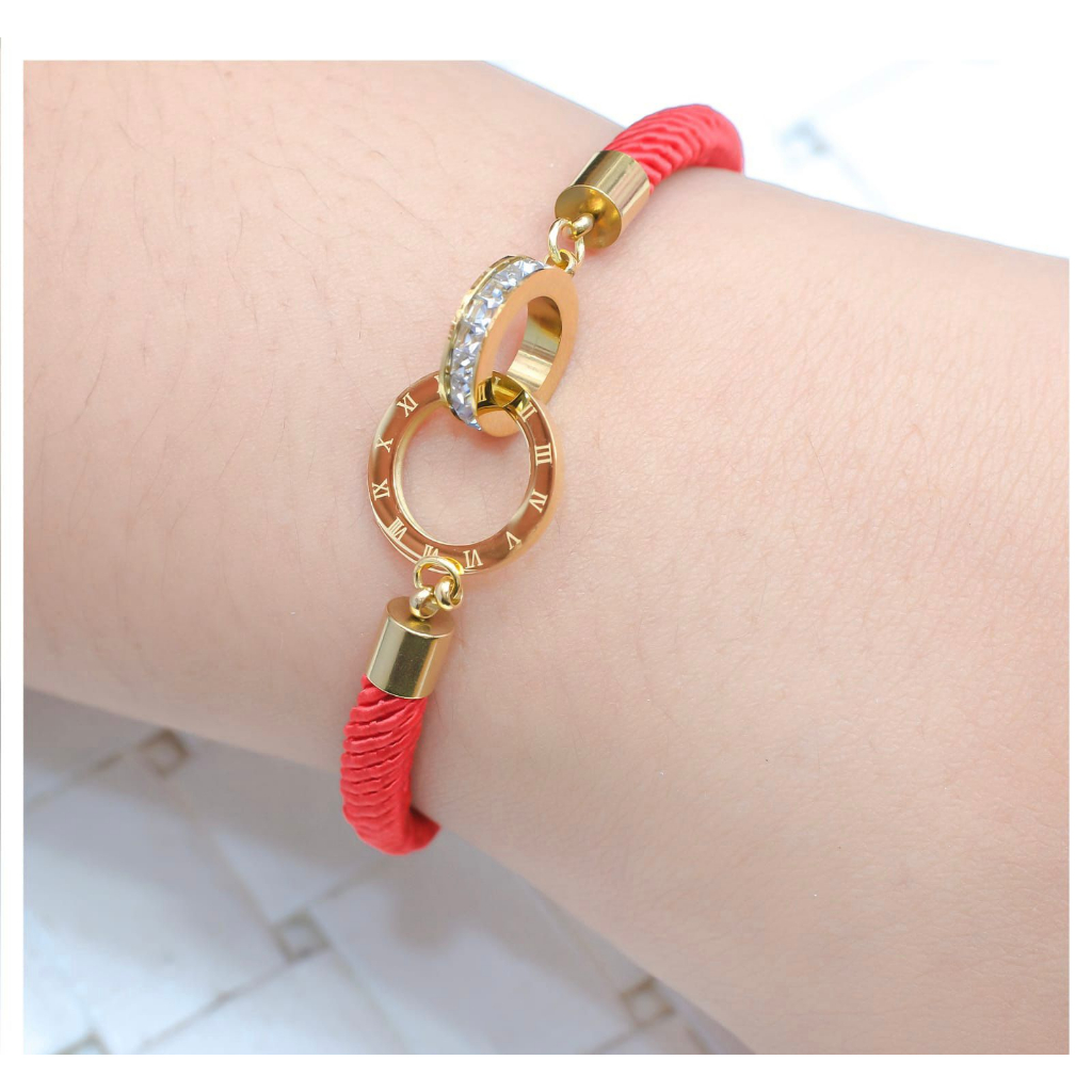 Gelang Tali Kawat Kristal Gelang Wanita Korea Tali Liontin Gelang Titanium wanita anti karat lapis e