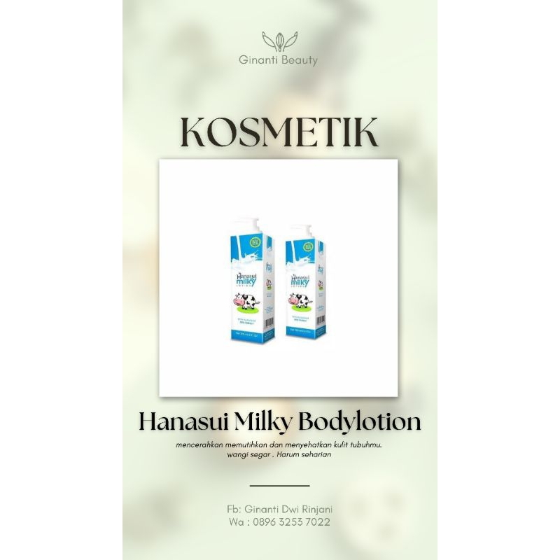 HANASUI MILKY BODYLOTION/ HANDBODY SUSU HANASUI