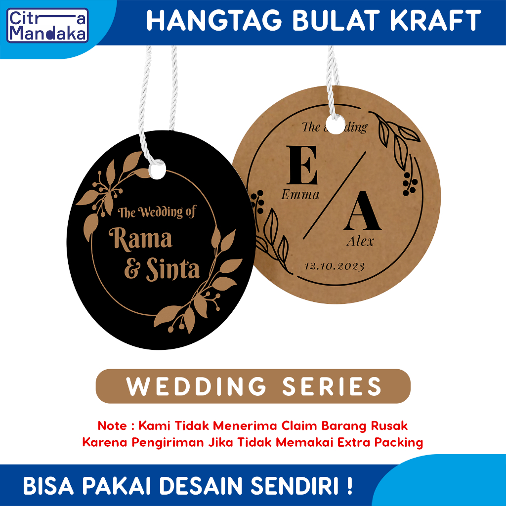 

Hang Tag Wedding Card Custom Kraft Paper 1 Sisi Kartu Ucapan Terima Kasih Label Kupon Souvenir Pernikahan