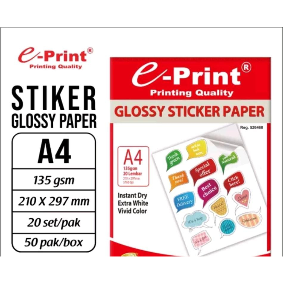 Stiker Glossy Photo Paper A4 e-Print