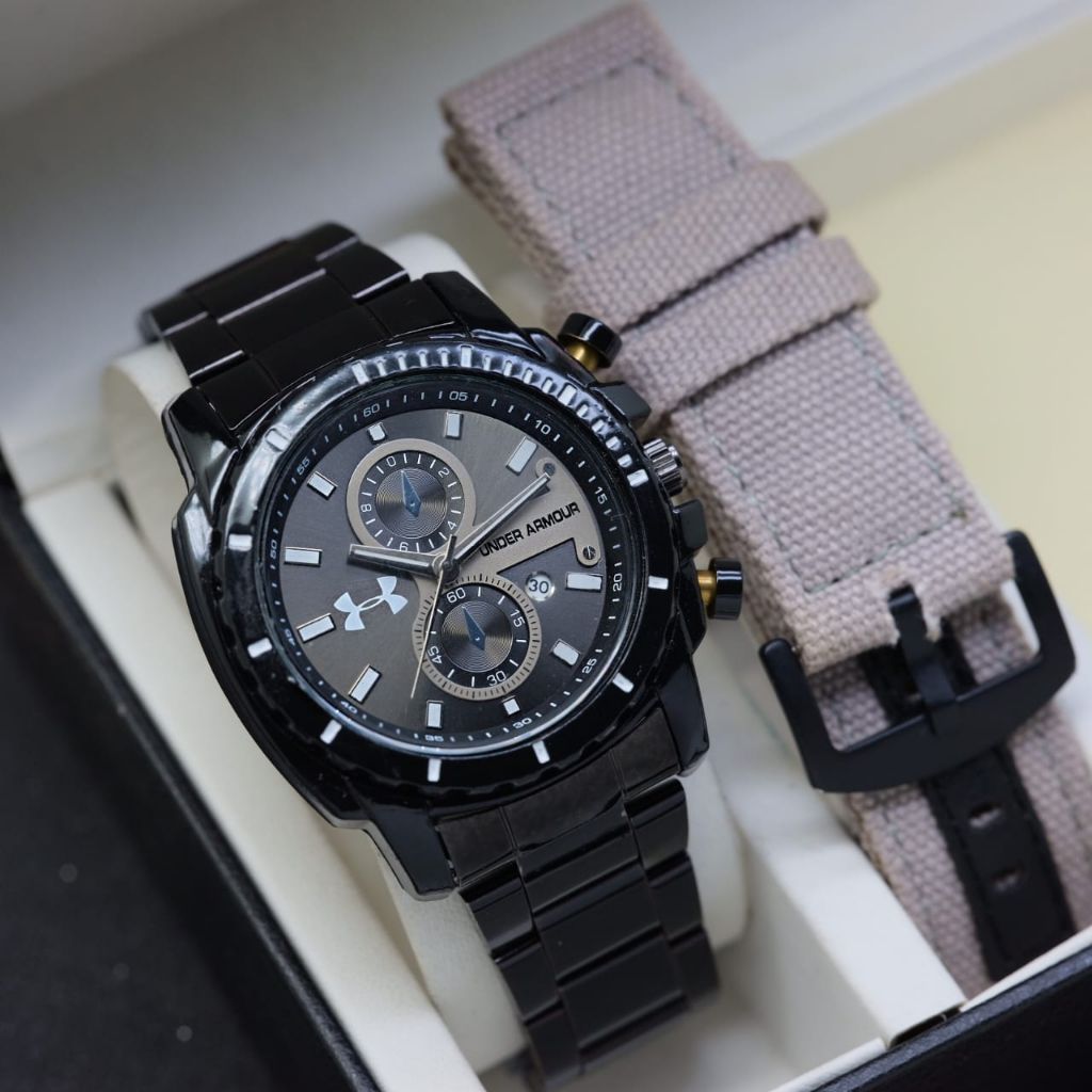 Jam Tangan Pria FREE STRAP UA78H Tanggal Aktif Free Box dan Baterai Cadangan / BISA COD