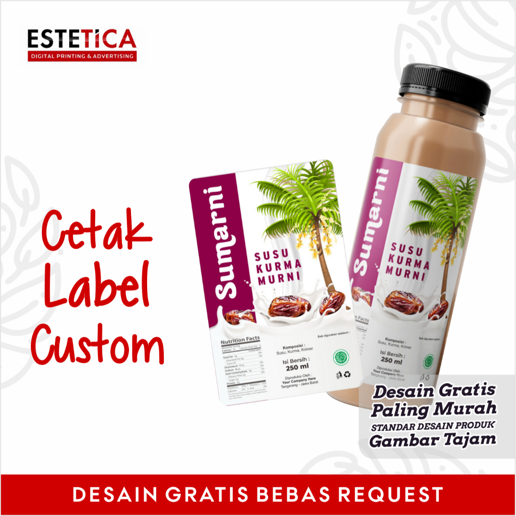 

Print Cetak Sticker Stiker Label Minuman Botol Logo Produk Usaha Snack Camilan Saos Custom Desain Gratis