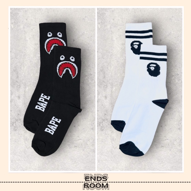 KAOS KAKI PANJANG PUTIH MOTIF BATHING APE BAPE