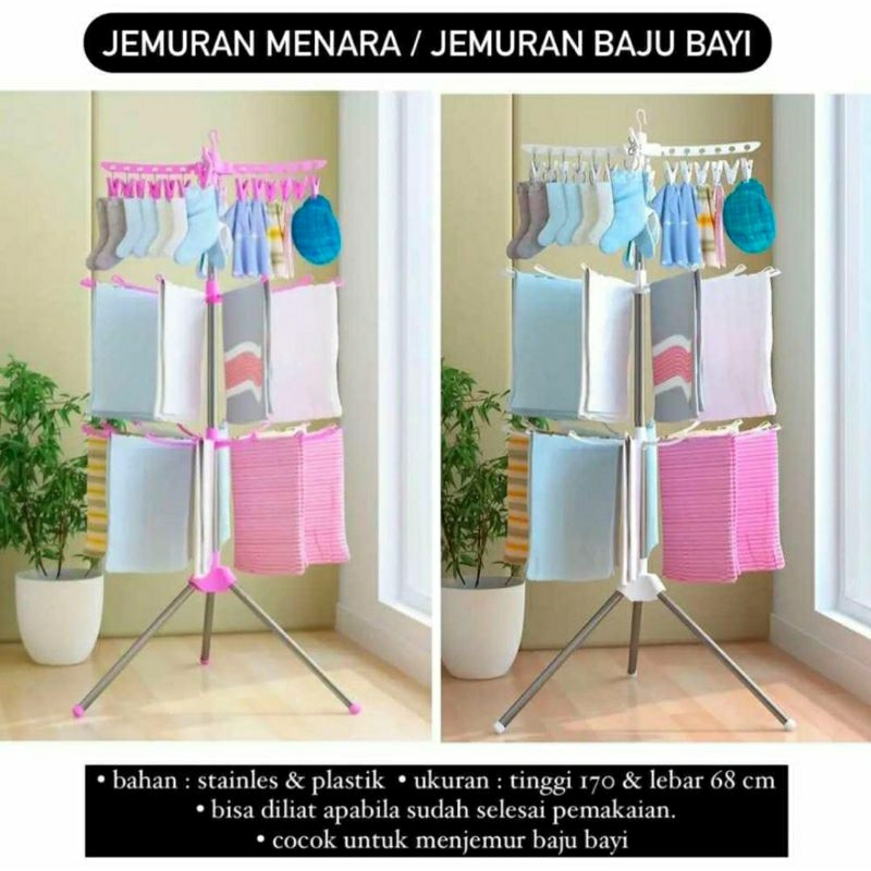 JEMURAN BAJU BAYI 3 SUSUN/ JEMURAN BAJU BAYI/ JEMURAN MENARA/JEMURAN MENARA 3 SUSUN