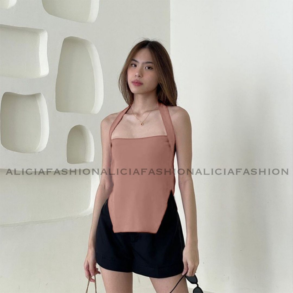 HOT PRODUCT HOT DEALS ALILA Tanktop RIB Halter Neckline Atasan TankTop Sexy Wanita Bahan RIB