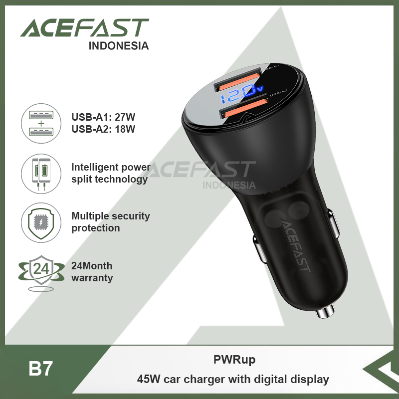 Acefast Indonesia - Car Charger Mobil ACEFAST PWRup B7 Digital Display Fast Charging