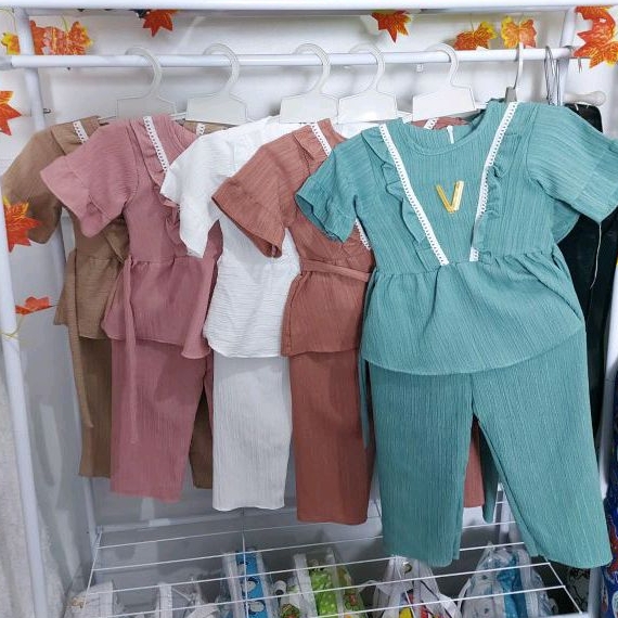 Baju Setelan Anak Perempuan Rayon Crinkle