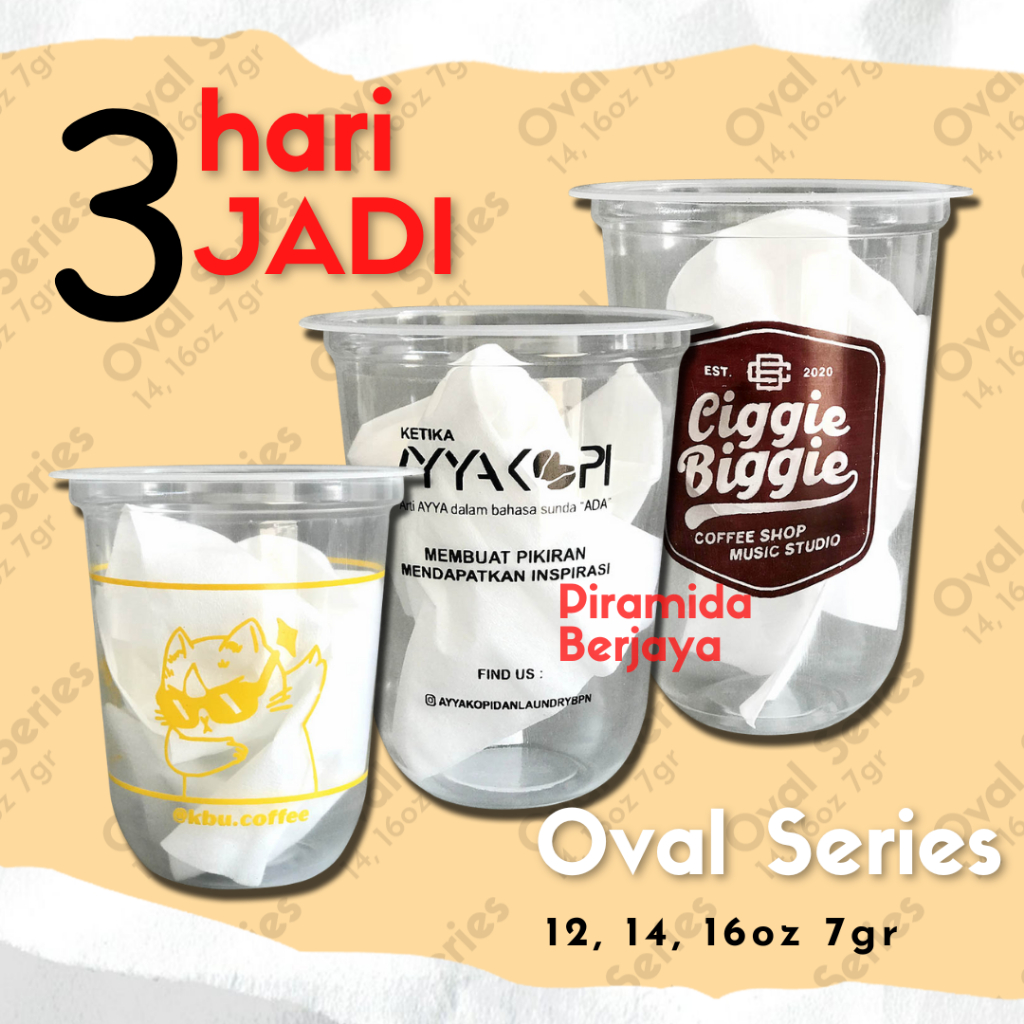 Sablon Oval Cup 12oz,14oz,16oz HOKAKU