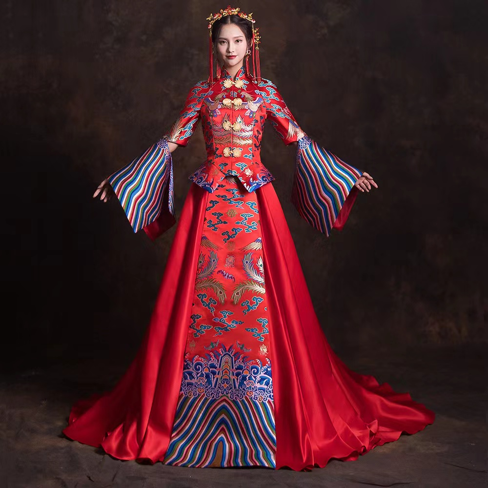 Acara Asli 2022 Baru Kimono Gaun Pengantin Cina Gaun Pengantin Pengantin Mengikuti Gaun Pengantin Xiuhe