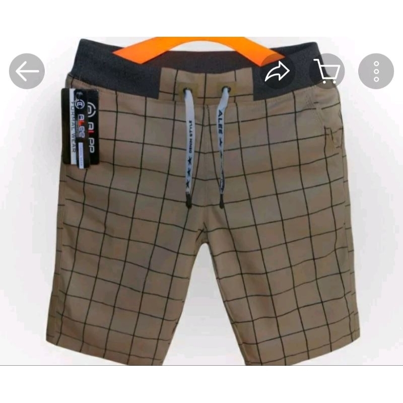 celana pendek pria Tartan Kolor Rip pinggang karet