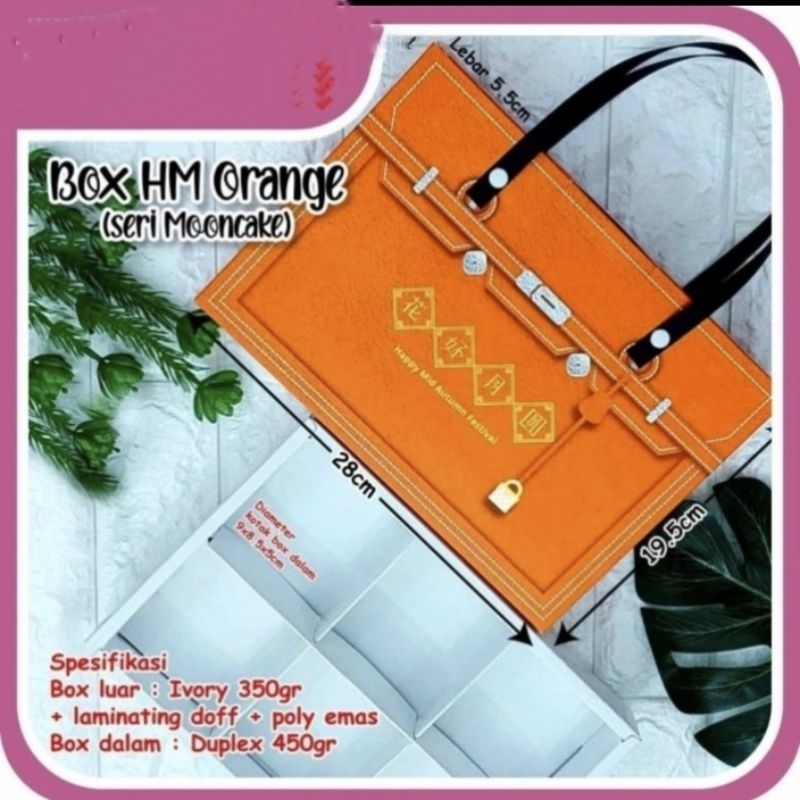 Box Mooncake isi 6 Box Kue Bulan Edisi Box Orange HM Kotak Kue Box Pudding Mini Kue Keranjang Bakpao