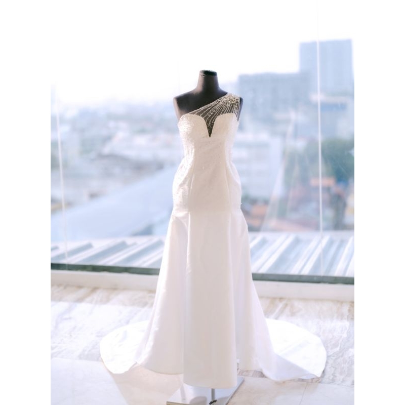 Wedding dress gown mermaid one shoulder