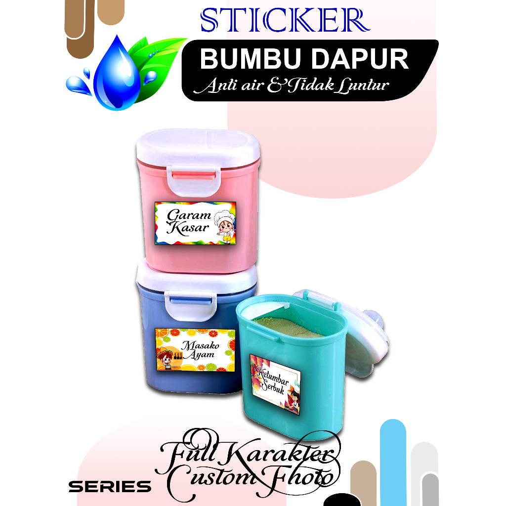 12 Stiker Topples Bumbu Dapur, bisa Custom karakter Murah,