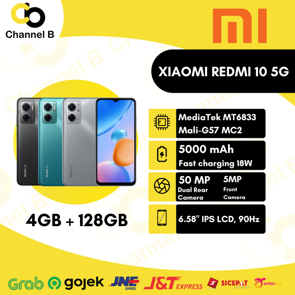 Xiaomi Redmi 10 5G - Smartphone ( Ram 4GB / Rom 128GB ) - Garansi Resmi
