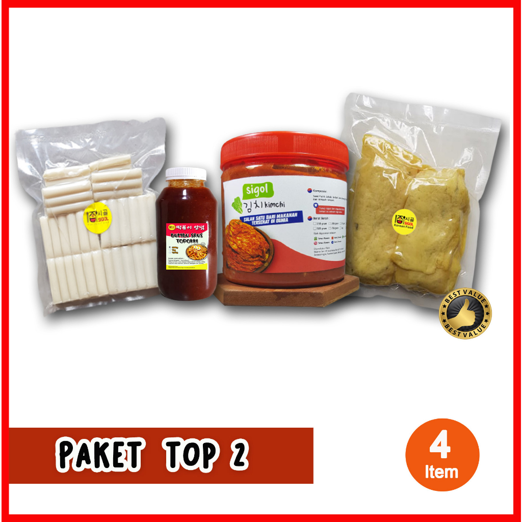 

Paket Mantul Top 2- Isi 4 item Topokki, Odeng, Saus Gochujang, Kimchi-Cemilan Korea Halal-Jajanan Instan