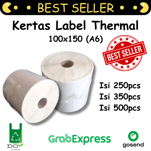 

Label Sticker Thermal 100x150mm Ukuran A6 Isi 250, 350, dan 500pcs Termurah | Kertas Printer Thermal