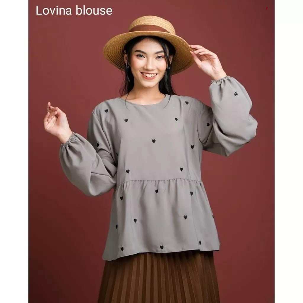 AndaraFashion-lovina Blouse bahan Wolfis Aplikasi Bordir LD 100 cm terbaru 2023 kekinian nyaman adem