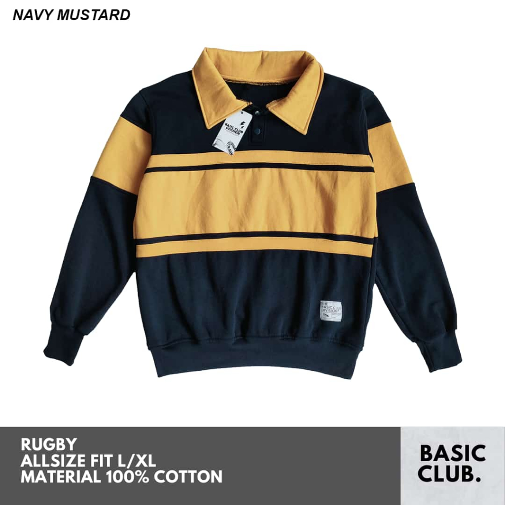 Jaket Vintage Rugby Polo shirt Kaos Pria Lengan Panjang