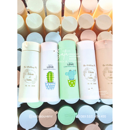 (MINIM 100pcs)SOUVENIR BOTOL KACA KAKTUS SABLON/ tumbler kaktus kaca termos / kaktus kaca souvenir b