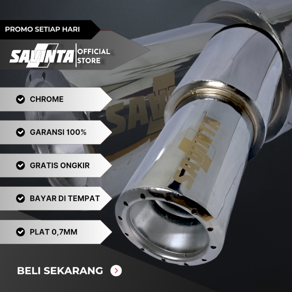 Savinta Knalpot Racing Mobil GNL Chrome Gronel Bass P35cm Chrom