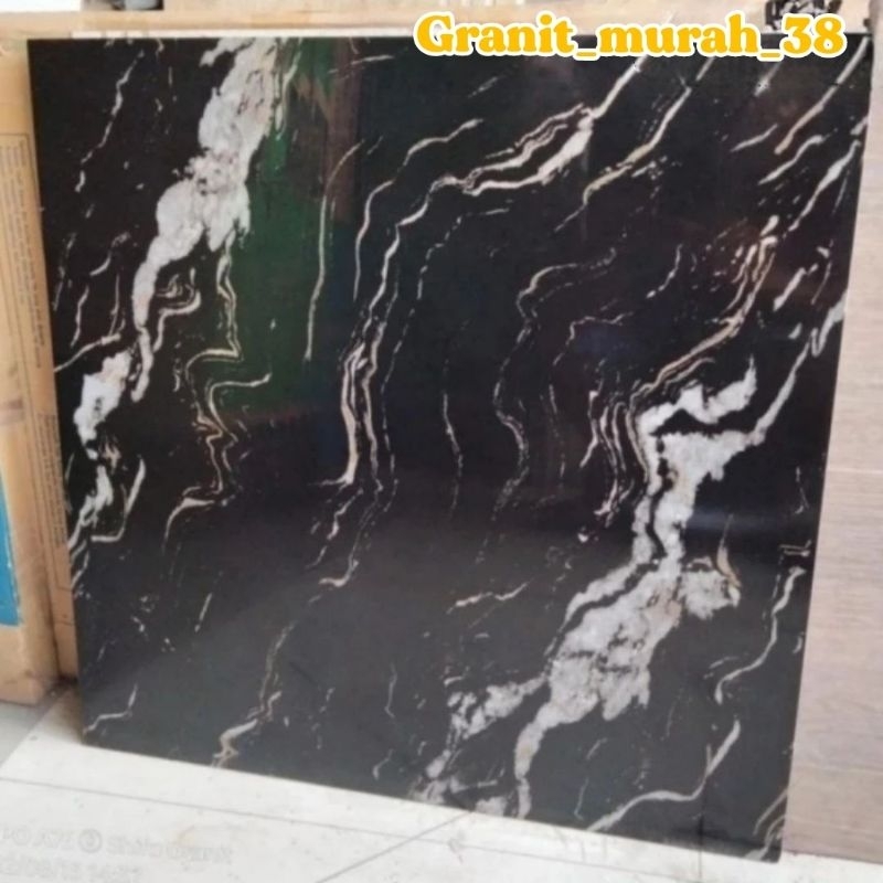 Granit/Lantai/Dinding 60x60 Hitam Motif Marble By Torch Nano Polished