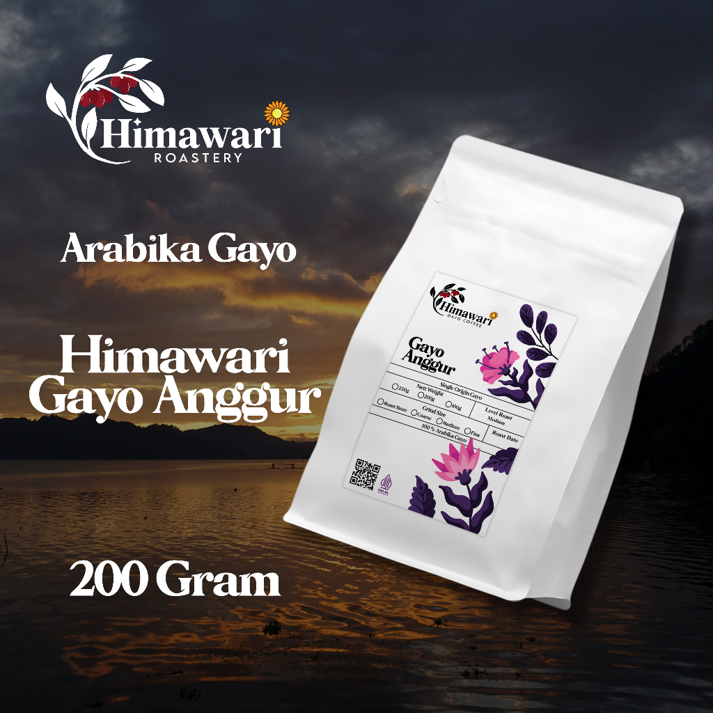 

Himawari Kopi Arabika Gayo Anggur Biji Kopi dan Bubuk Kopi 200 gram