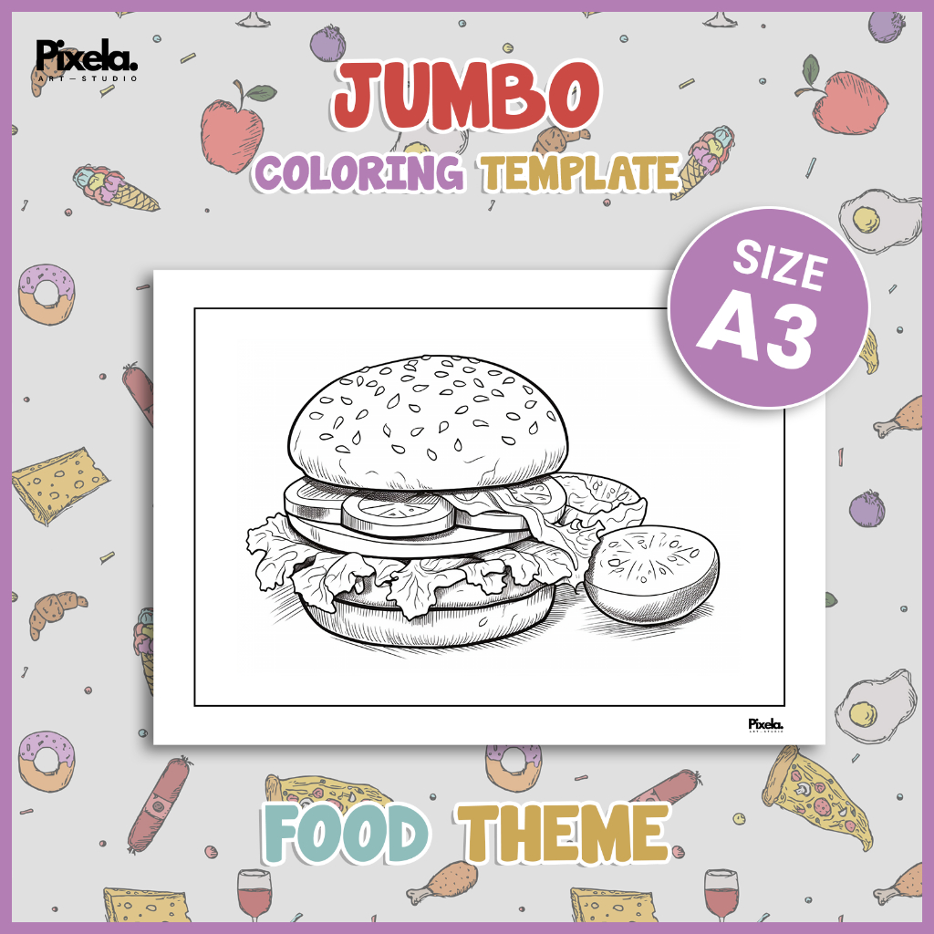 

Kertas Gambar Mewarnai Anak Lucu Jumbo Ukuran A3 Seri Food / Makanan Murah untuk PAUD , TK dan SD