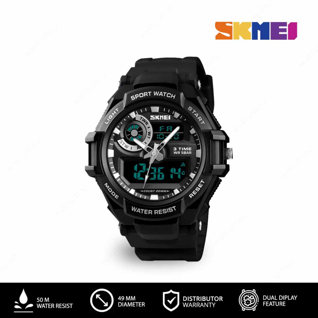 SKMEI 1357  Original Jam Tangan Pria Dual Time Tahan Air