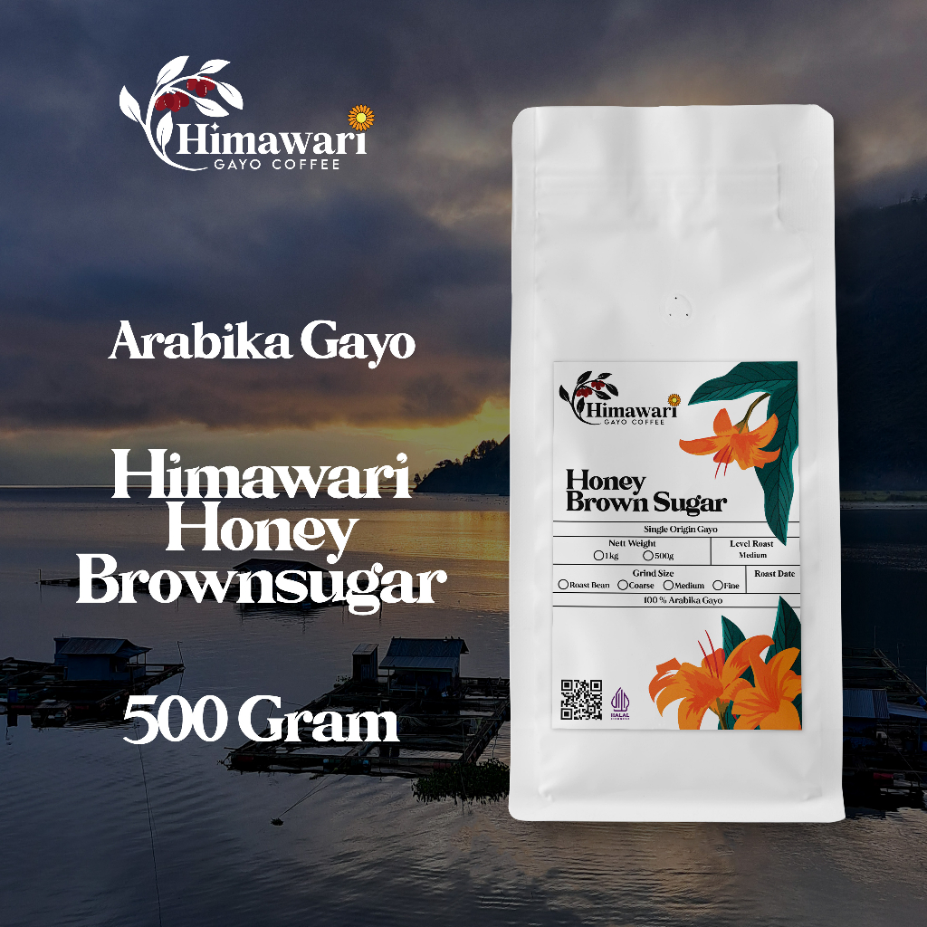 

Himawari Kopi Arabika Gayo Honey BrownSugar Roast Bean dan Bubuk Kopi 500 gram