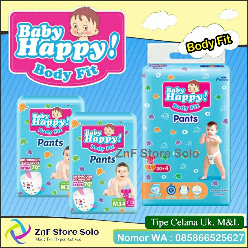 Pampers Murah Baby Happy M,L Solo