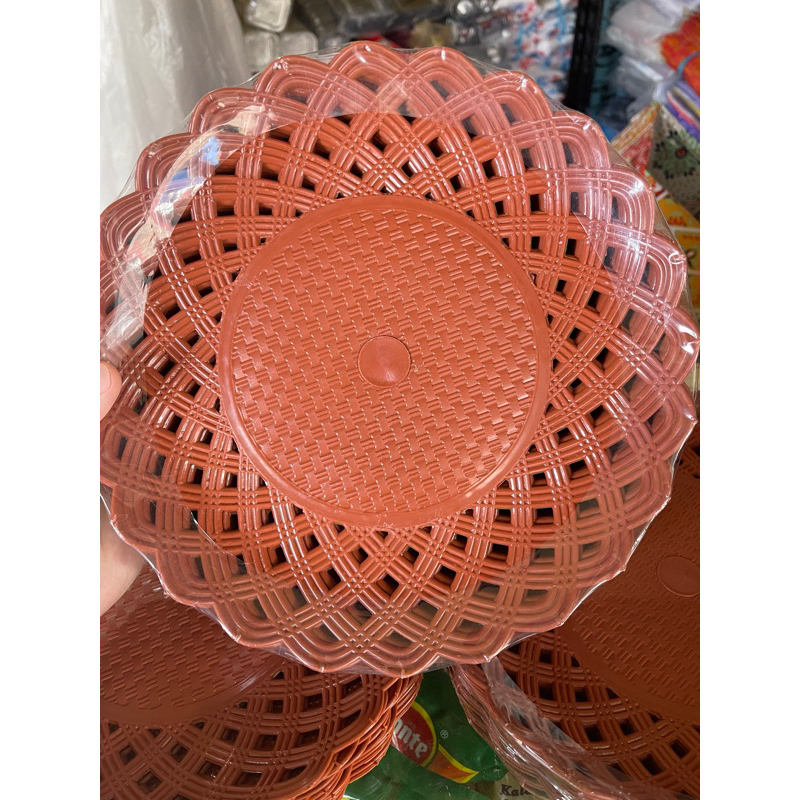 Piring Tatakan Rotan Plastik 12pcs Tebal - GALERI PLASTIK FROZEN FOOD