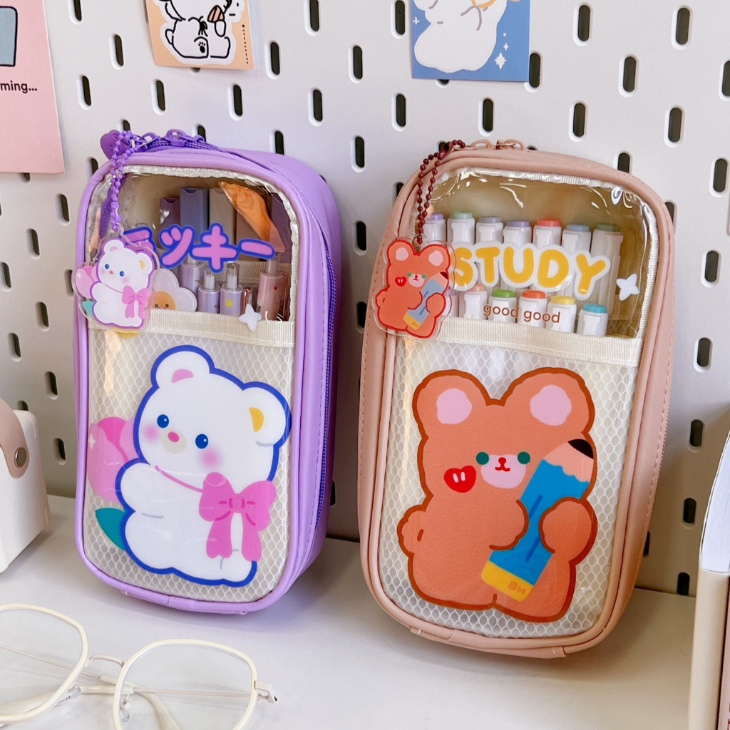 

Tempat Pensil Aesthetic Transparan Korean Style Cute Pencil Case