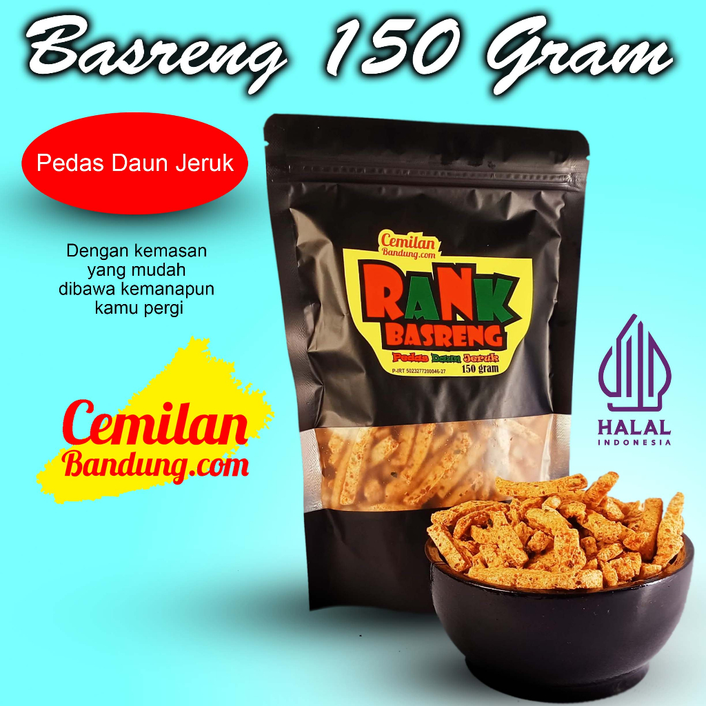 

Rank Basreng, Cemilan Basreng Pedas Daun Jeruk Khas Bandung Enak Renyah 150 gram