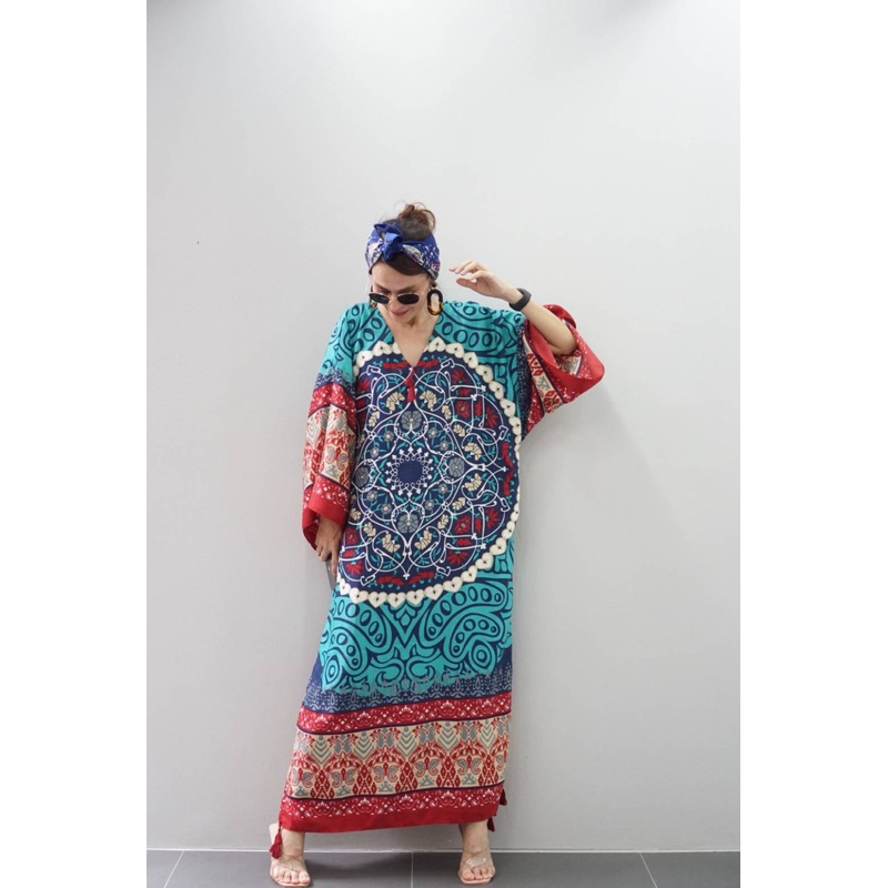 dress premium/ dress linen/ dress sisters bangkok/ gamis kaftan wanita import bangkok panjang