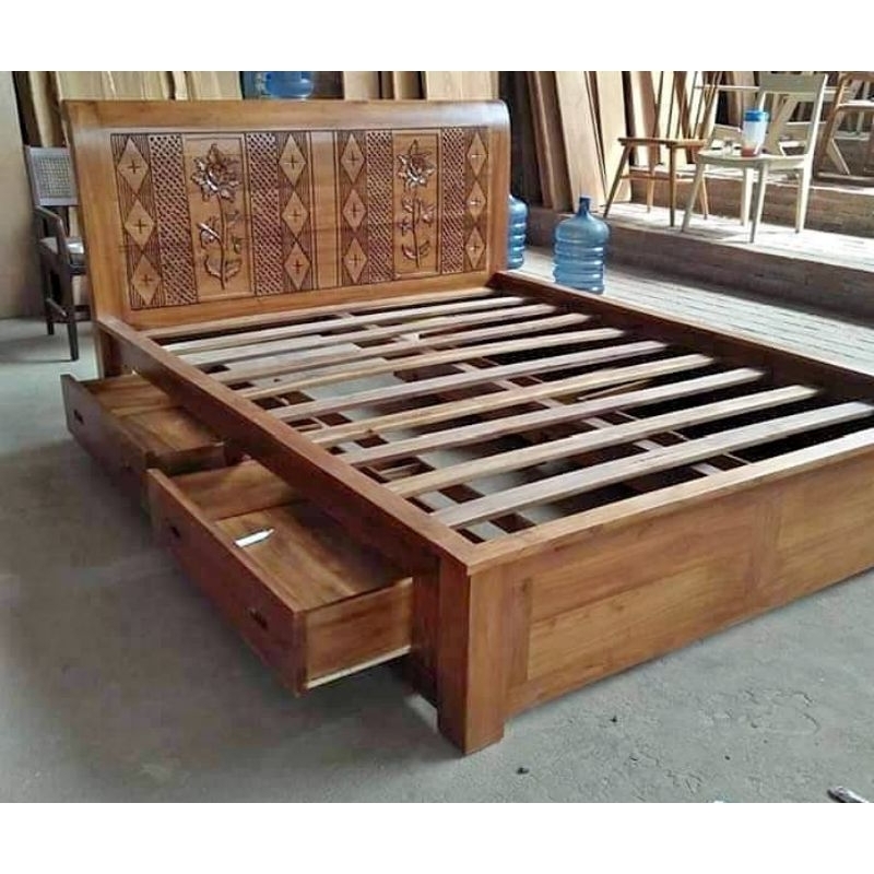 DIPAN DIVAN TEMPAT TIDUR LACI BAHAN KAYU JATI (bisa request posisi laci)