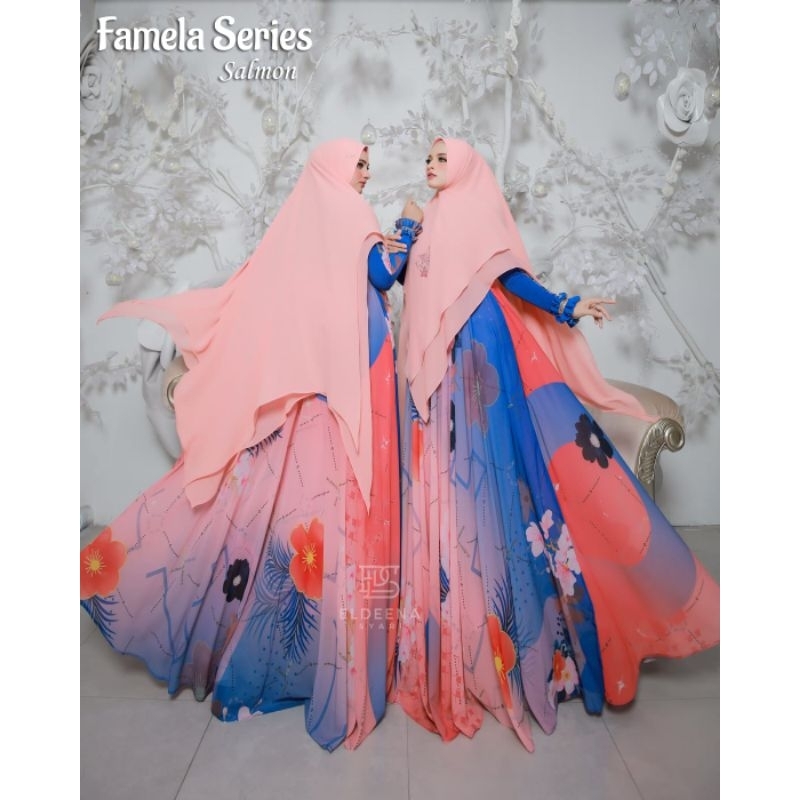 (pN) ELDEENA FAMELA  Baju Gamis Syari Muslim Famela Series By El.deena Syari. Nazra Sha