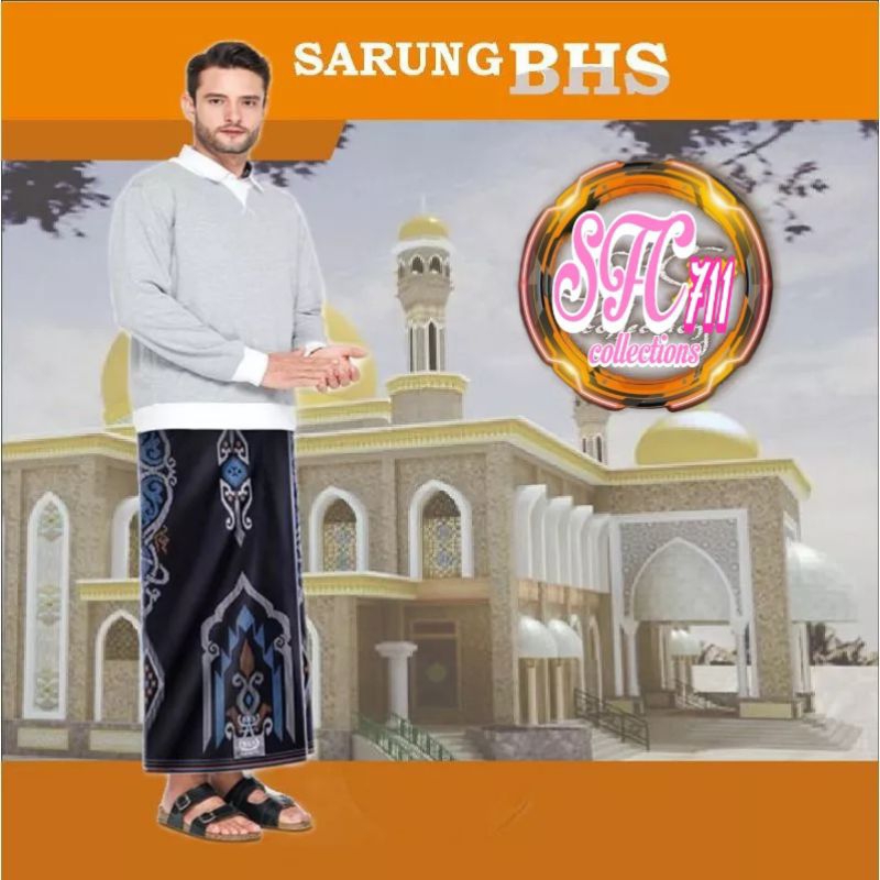 SFCHBSarung BHS Infinity Silver Motif PKE Hitam Biru