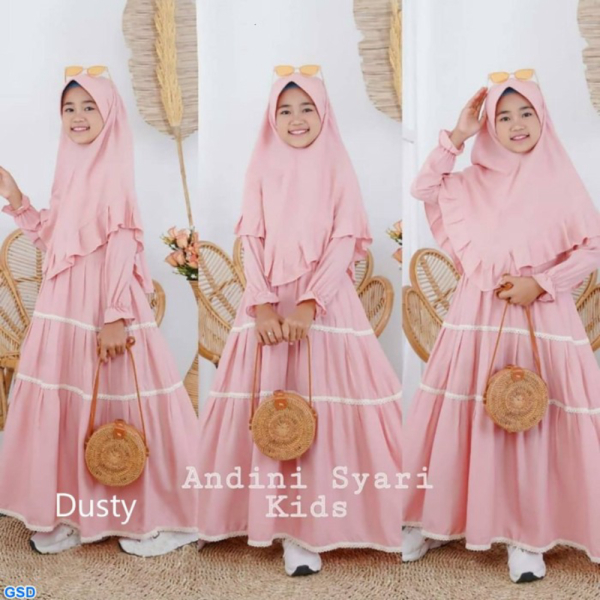 Andini Muslim /Gamis /Dress Promo Syari Limited Dusty/Baju Anak Kids Anak-Anak