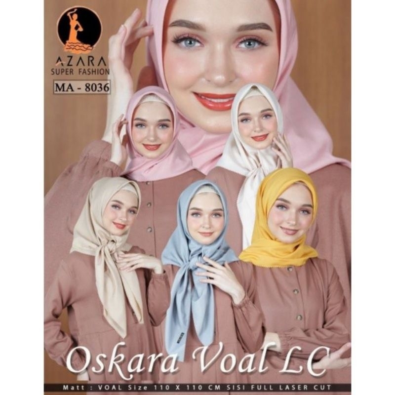 PAKET USAHA HIJAB Voal Polos Oskara LC Laser Cut Azara Superfashion ( 1 Pack Isi 10 Biji )