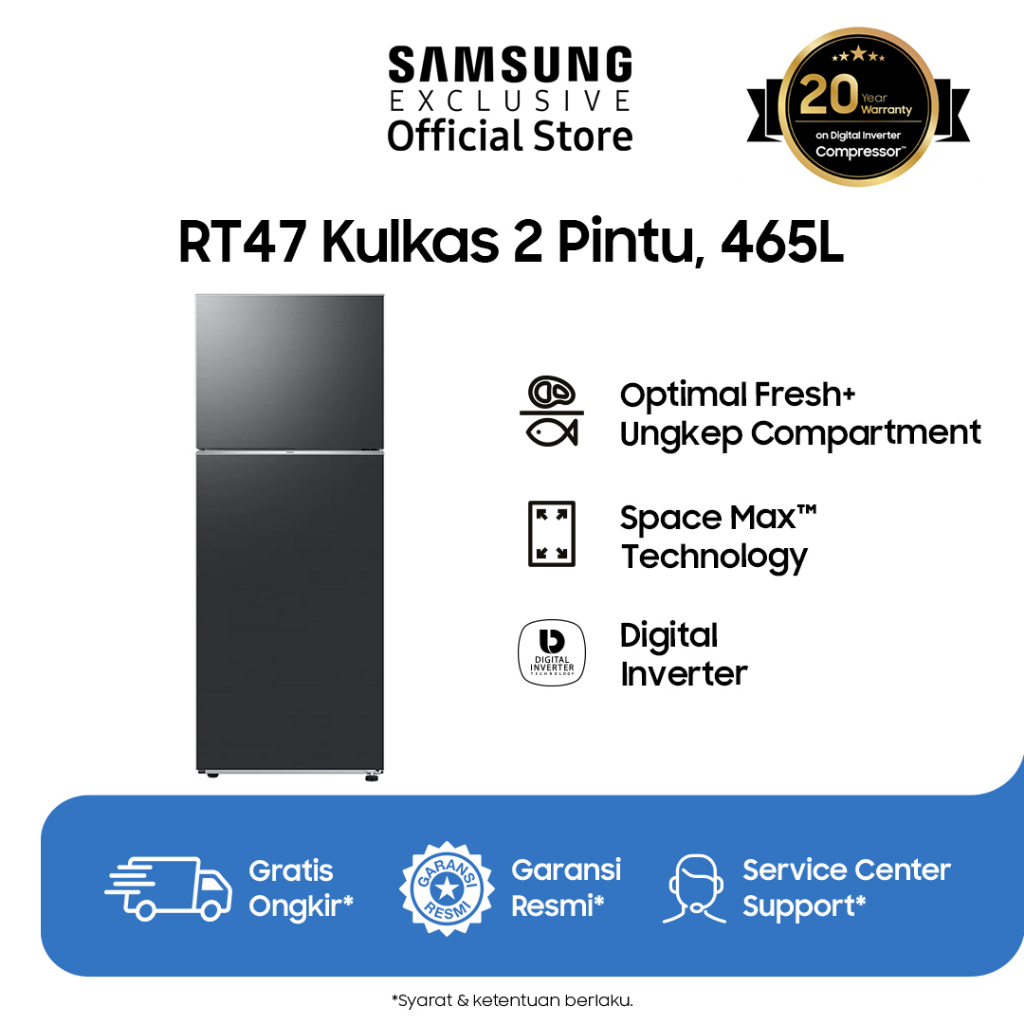 Samsung Kulkas 2 Pintu 465L | Optimal Fresh+ Ungkep Compartment | Smart Control | RT47CG6422B1SE