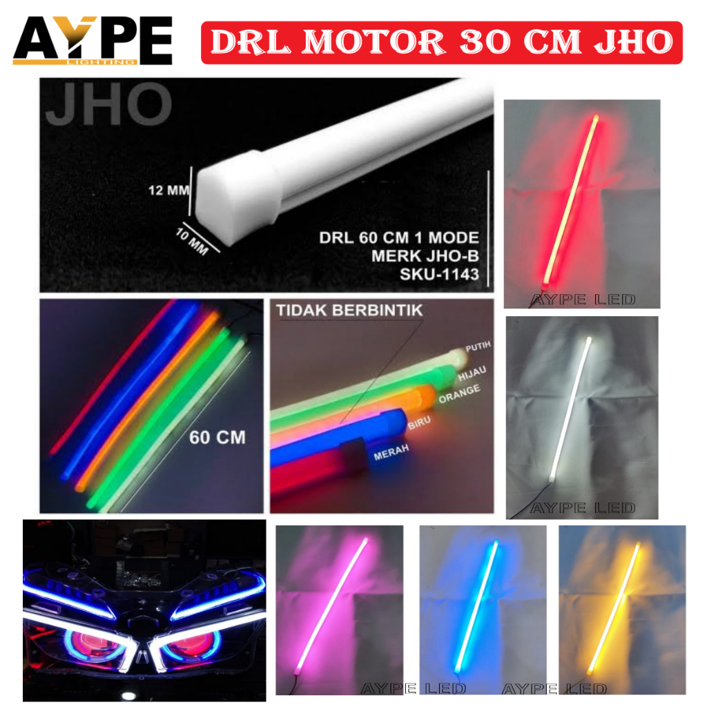 LAMPU ALIS FLEKSIBEL 30 CM JHO ALIS MOTOR UNIVERSAL ANTI BINTIK | DRL FLEKSIBEL 30 CM 12V | LAMPU AL